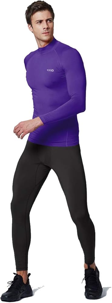 EXIO Japan Men's Mock Turtleneck Compression Shirt Cool&Dry